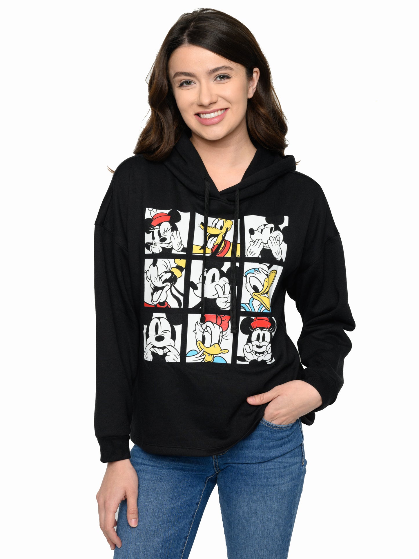 Juniors Disney Minnie Mouse & Friends Hoodie Sweatshirt Mickey Mouse Goofy Black