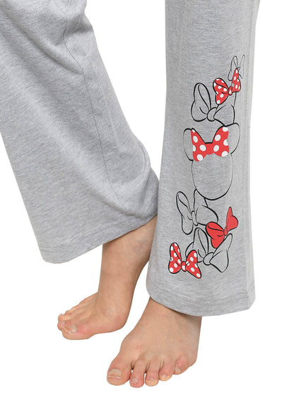 Womens Plus Size Disney Minnie Mouse T-Shirt & Lounge Pants Bow Pajama Gray Set