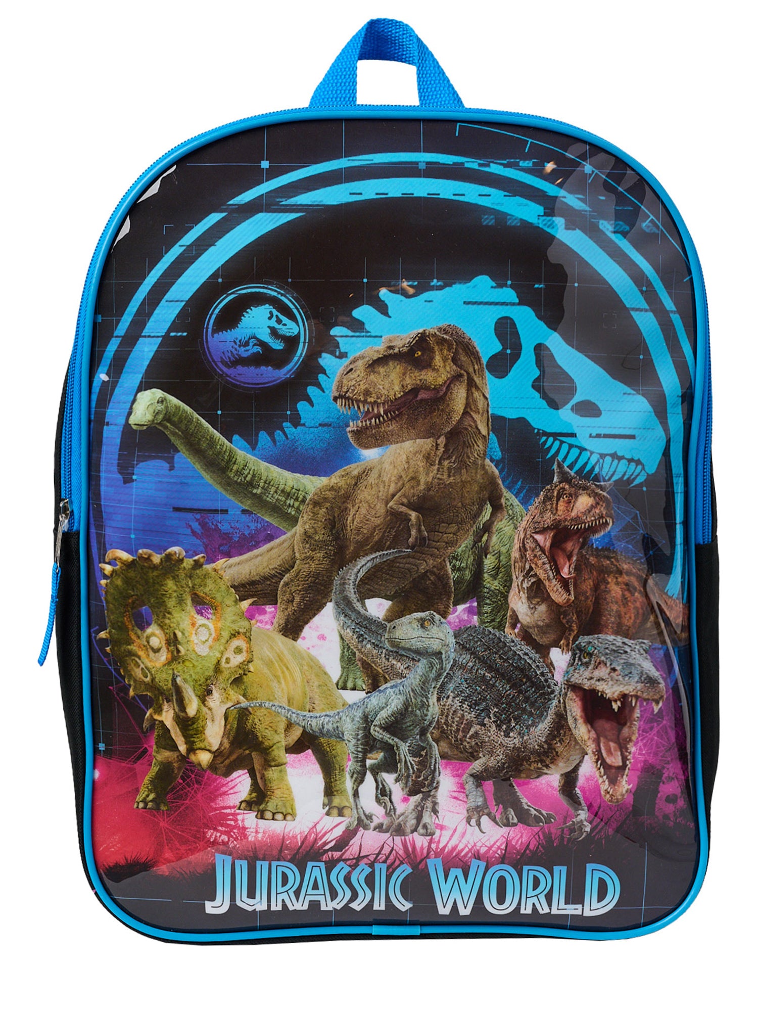 Jurassic World Backpack 15" Dinosaurs T-Rex Carnotaurus Kids Boys Black