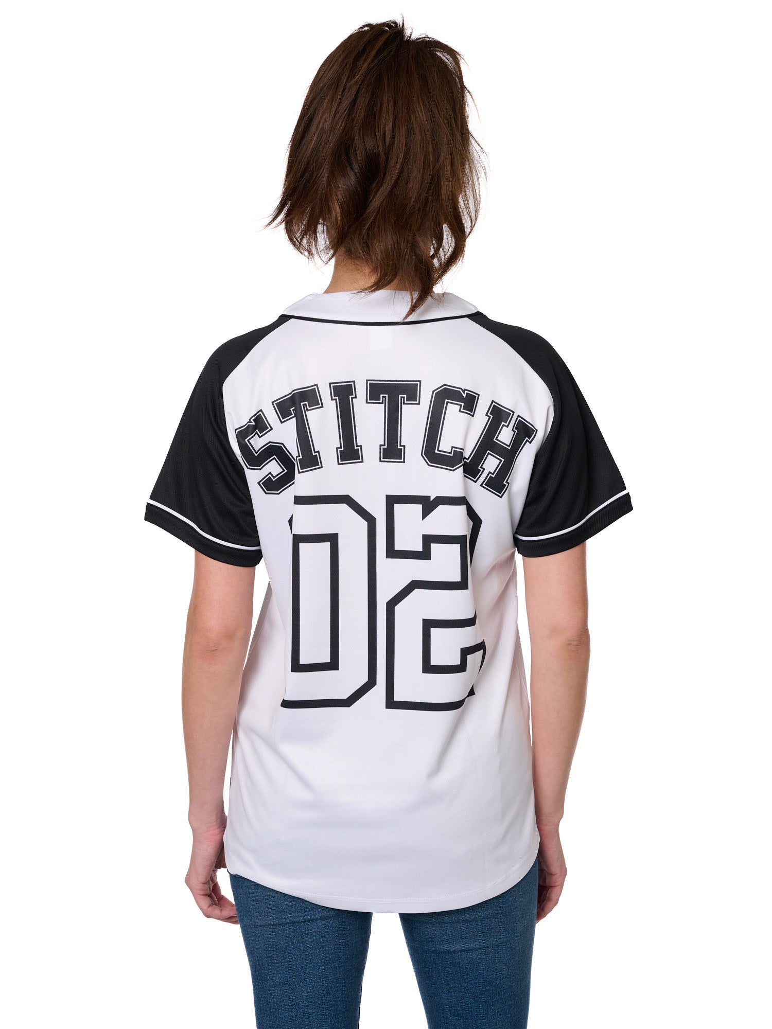 Women's Stitch Baseball Jersey Button Down Shirt White Disney