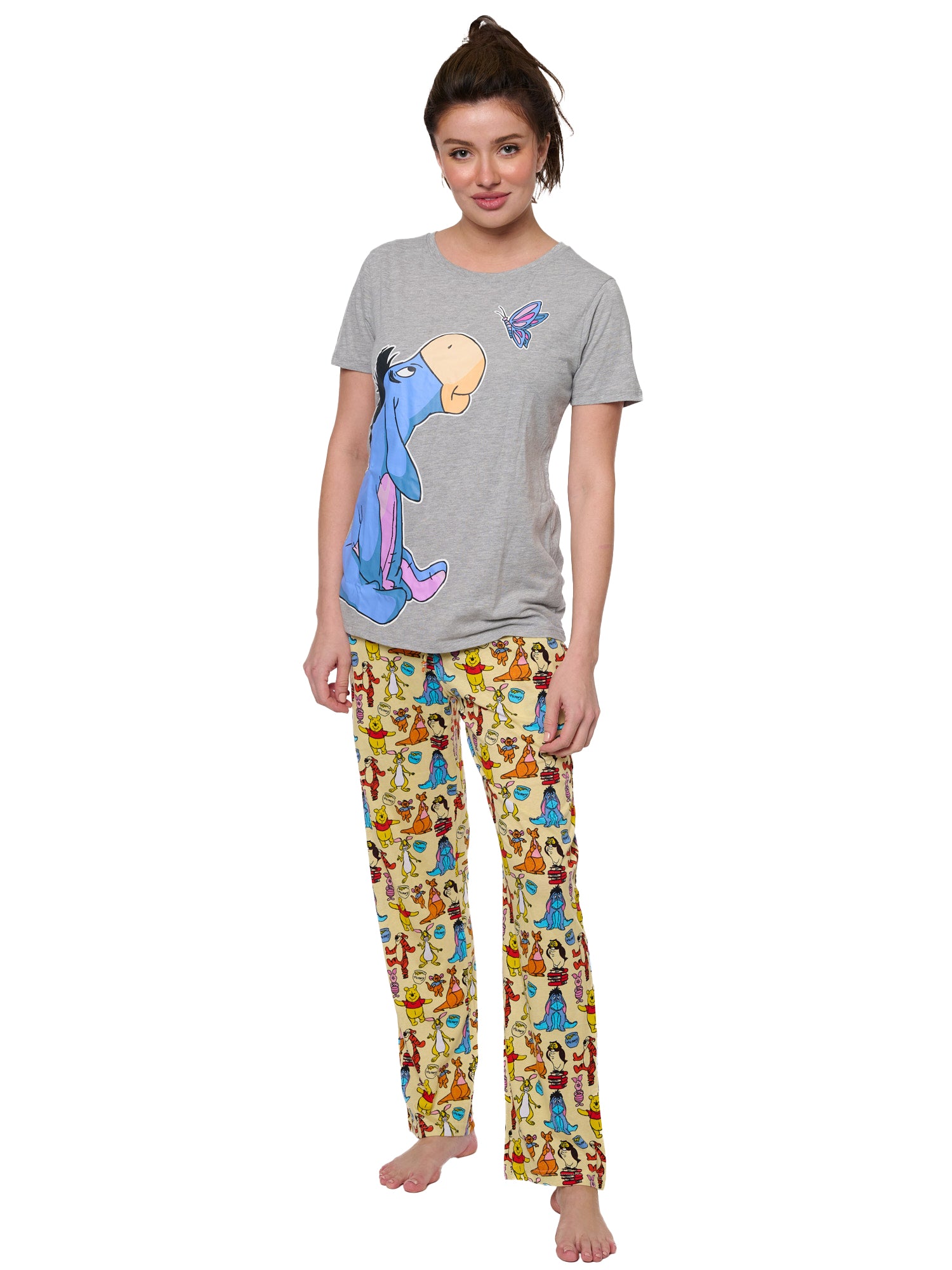 Disney Eeyore Butterfly T-Shirt w/ Winnie & Friends Yellow Lounge Pants Set