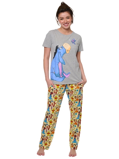 Disney Eeyore Butterfly T-Shirt w/ Winnie & Friends Yellow Lounge Pants Set