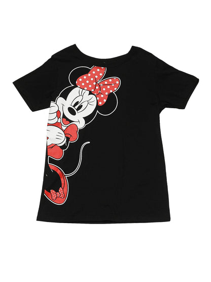 Disney Women's Minnie Mouse T-Shirt Leaning Short Sleeve Black