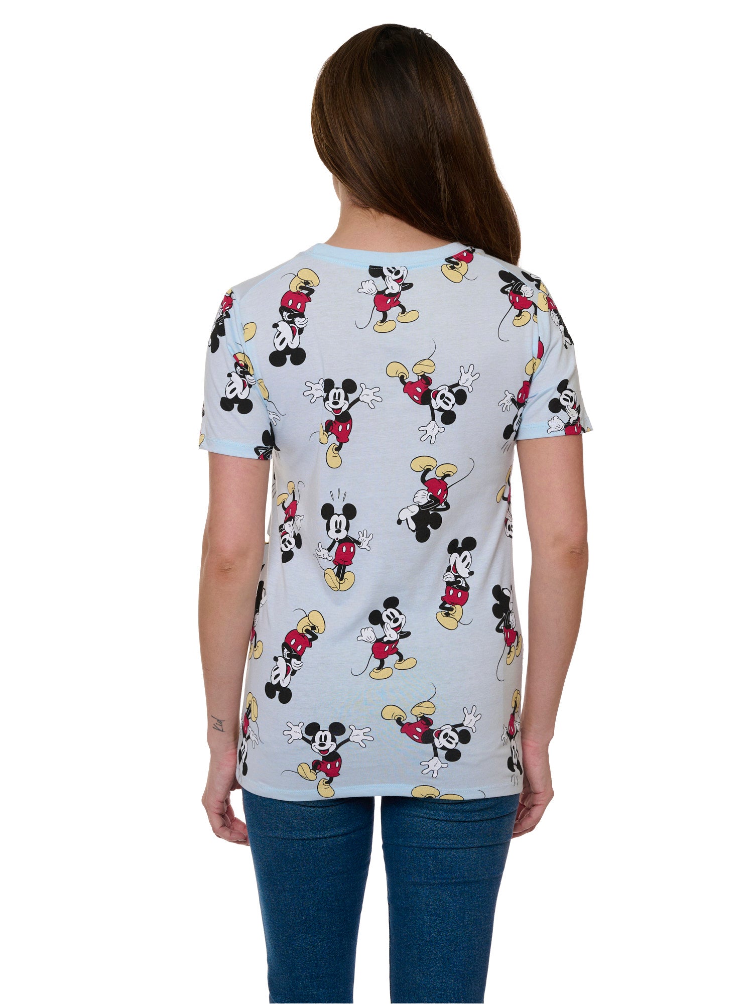 Disney Mickey Mouse Expressions T-Shirt All-Over Print Blue Women