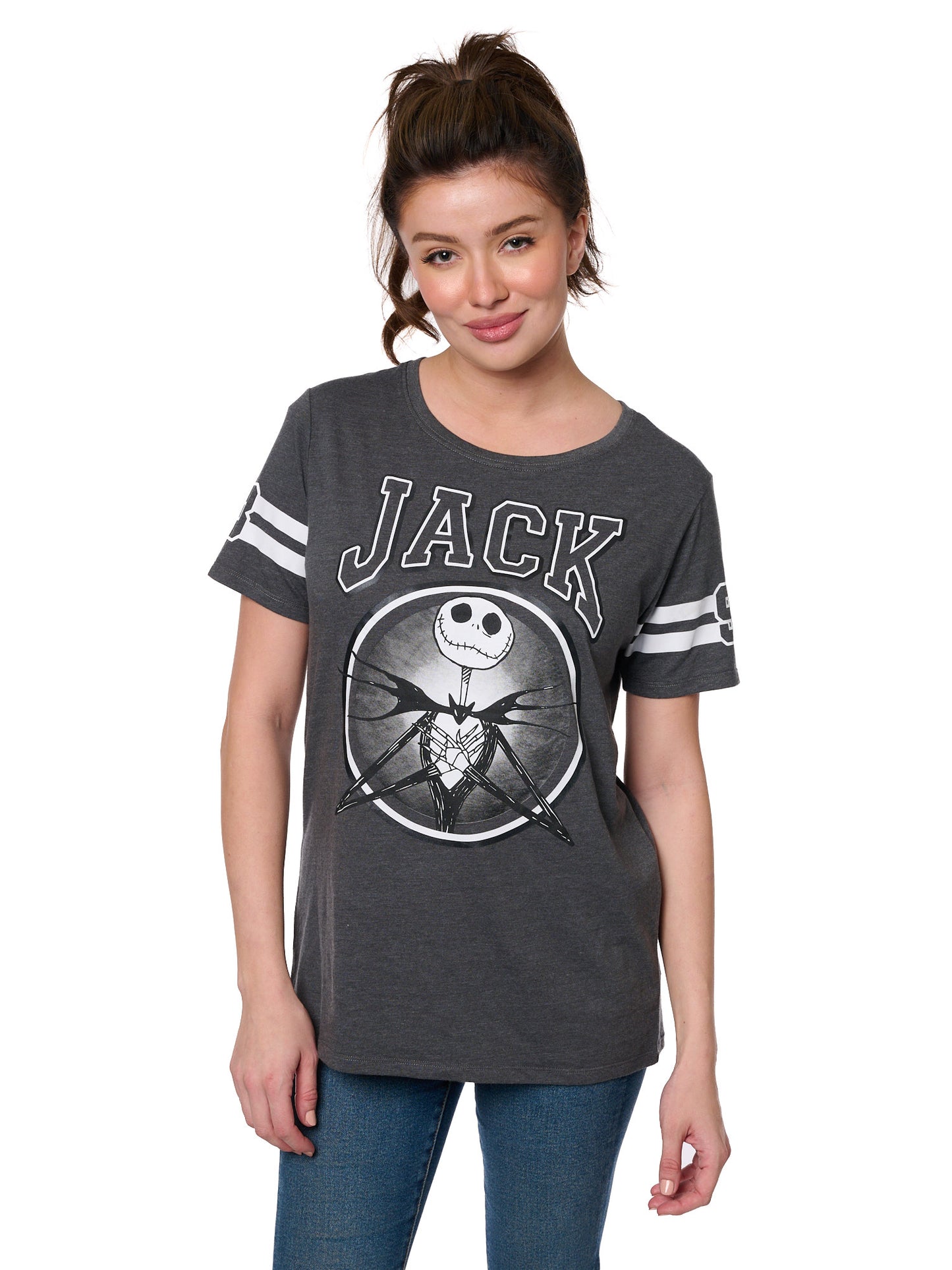 Women's Jack Skellington T-Shirt Short Sleeve Striped Nightmare Before Christmas