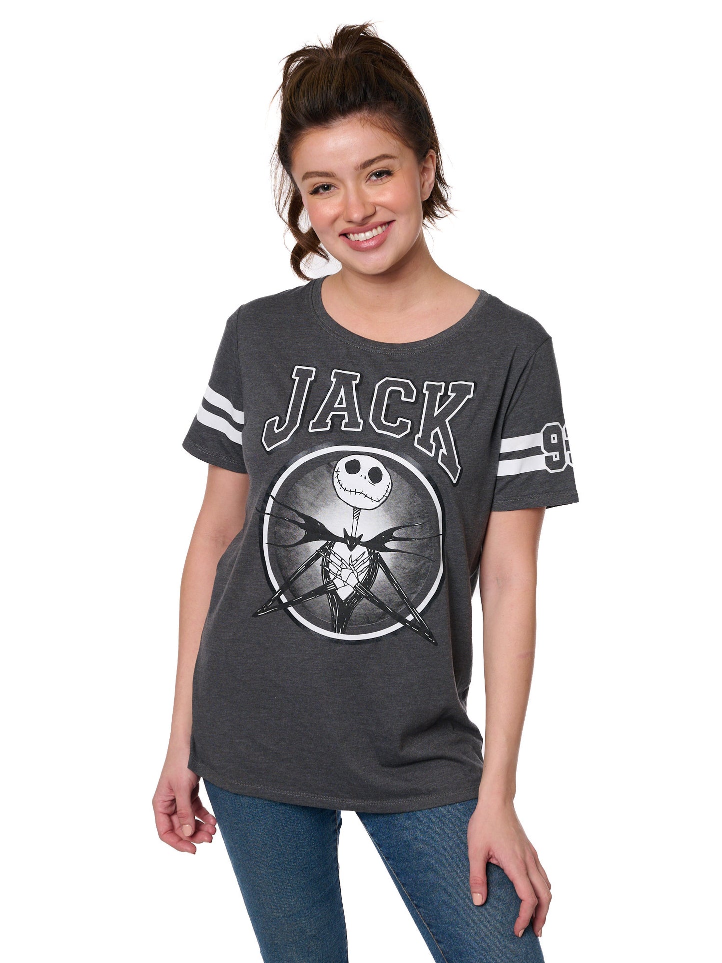 Women's Jack Skellington T-Shirt Short Sleeve Striped Nightmare Before Christmas