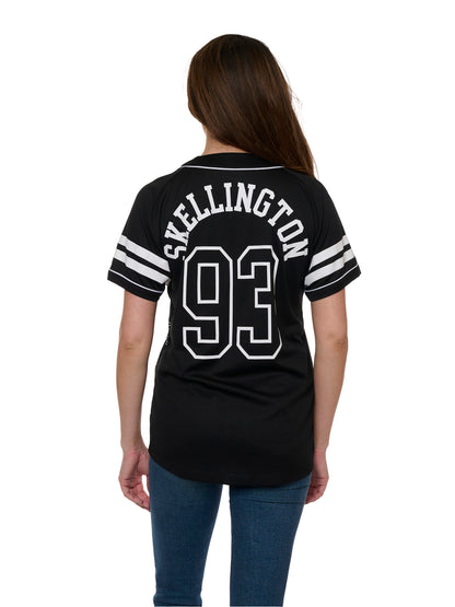 Women's Jack Skellington Baseball Jersey Shirt Nightmare Before Christmas Black