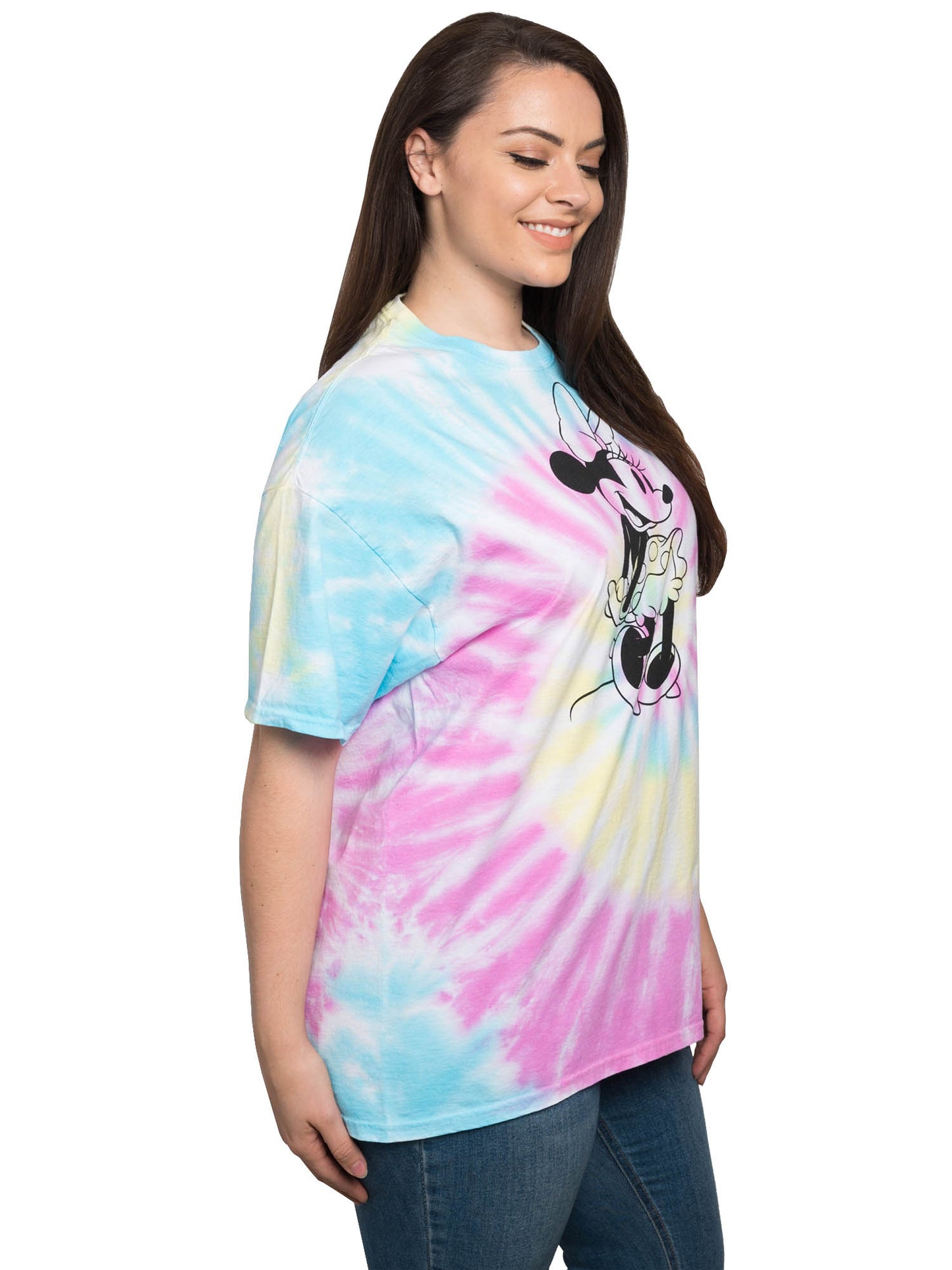 Disney Womens Plus Size Minnie Mouse Short Sleeve Tie-Dye T-Shirt Retro