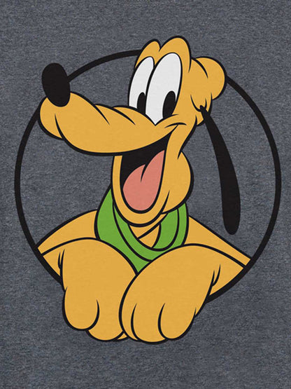 Men's Big & Tall Disney Pluto Short Sleeve T-Shirt Dog Charcoal Gray