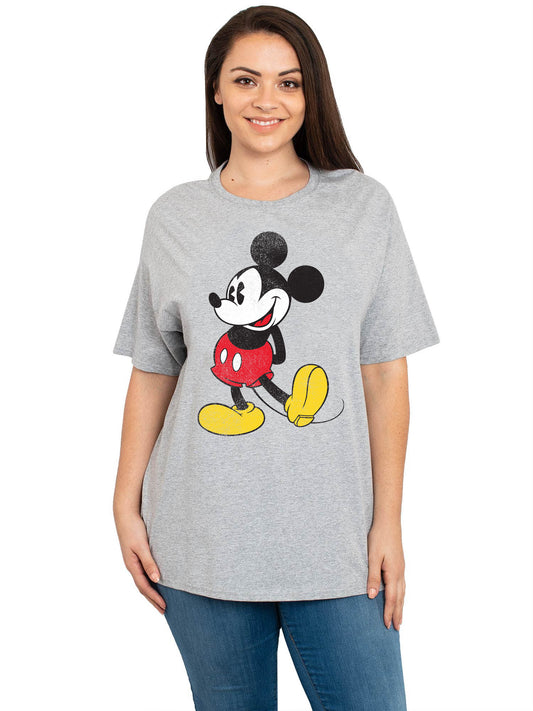 Mickey Mouse T-Shirt Short Sleeve Disney Women's Plus Size Heather Gray