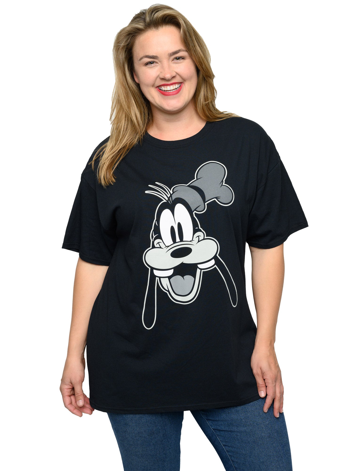 Disney Women's Plus Size Goofy Short Sleeve T-Shirt Black