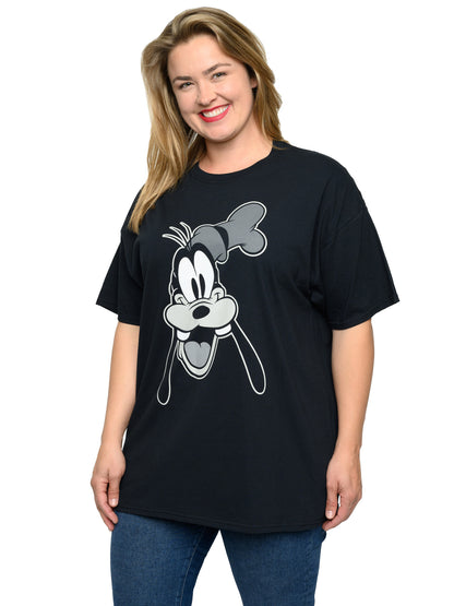 Disney Women's Plus Size Goofy Short Sleeve T-Shirt Black