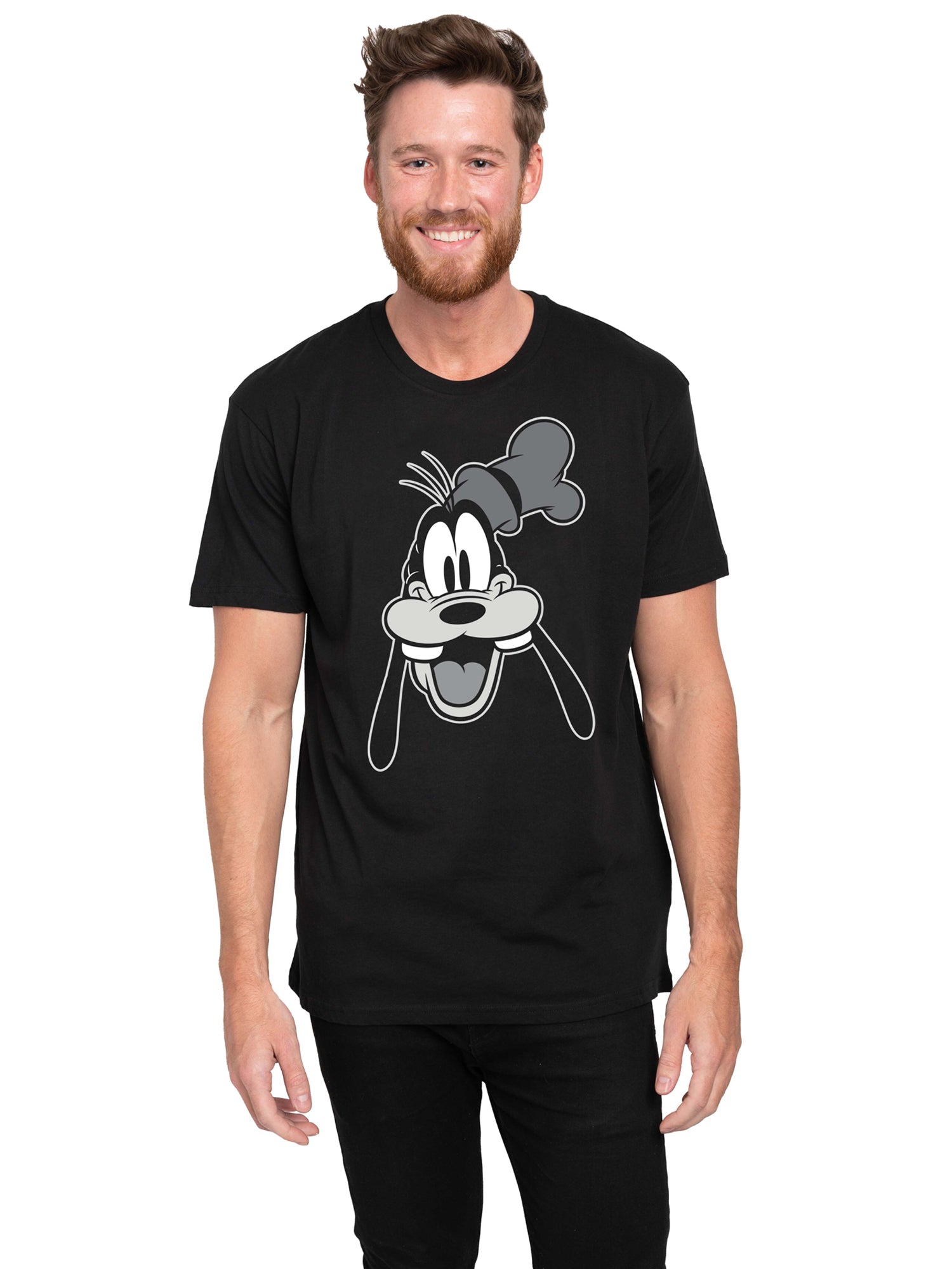 Disney Men's Goofy T-Shirt Short Sleeve Retro Design Black