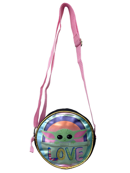 Star Wars Grogu Crossbody Bag Purse Zipper Round Kids Girls 6" Small