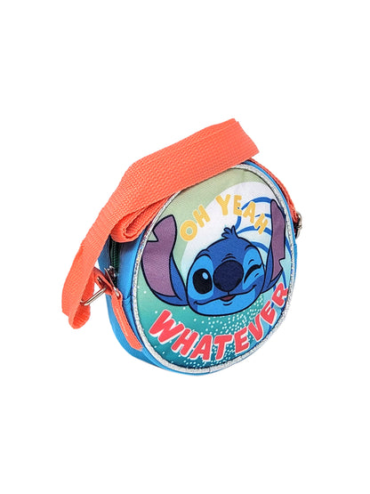 Disney Stitch Crossbody Bag Purse Zipper Round Blue Kids Girls 5.5" Small