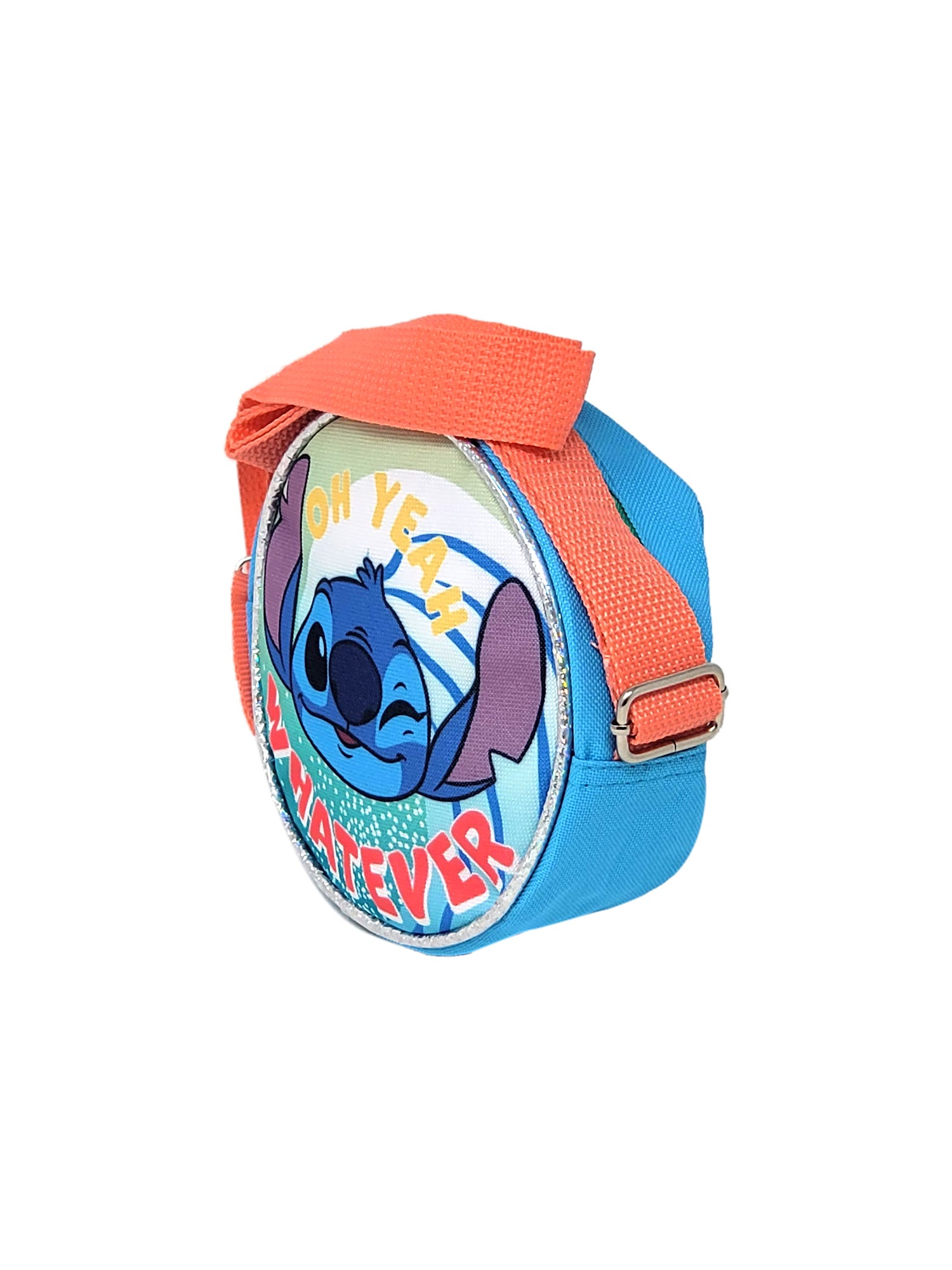 Disney Stitch Crossbody Bag Purse Zipper Round Blue Kids Girls 5.5" Small