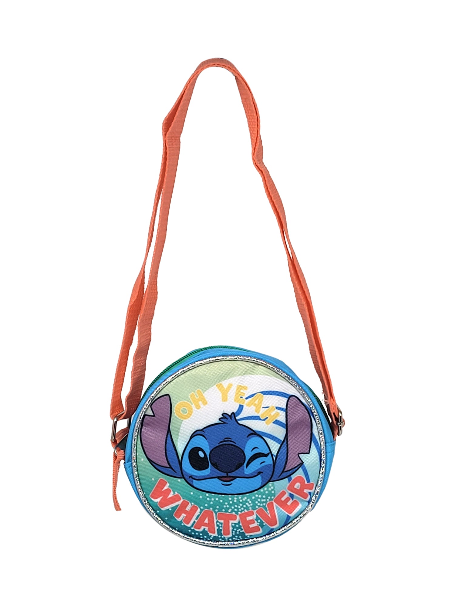 Disney Stitch Crossbody Bag Purse Zipper Round Blue Kids Girls 5.5" Small