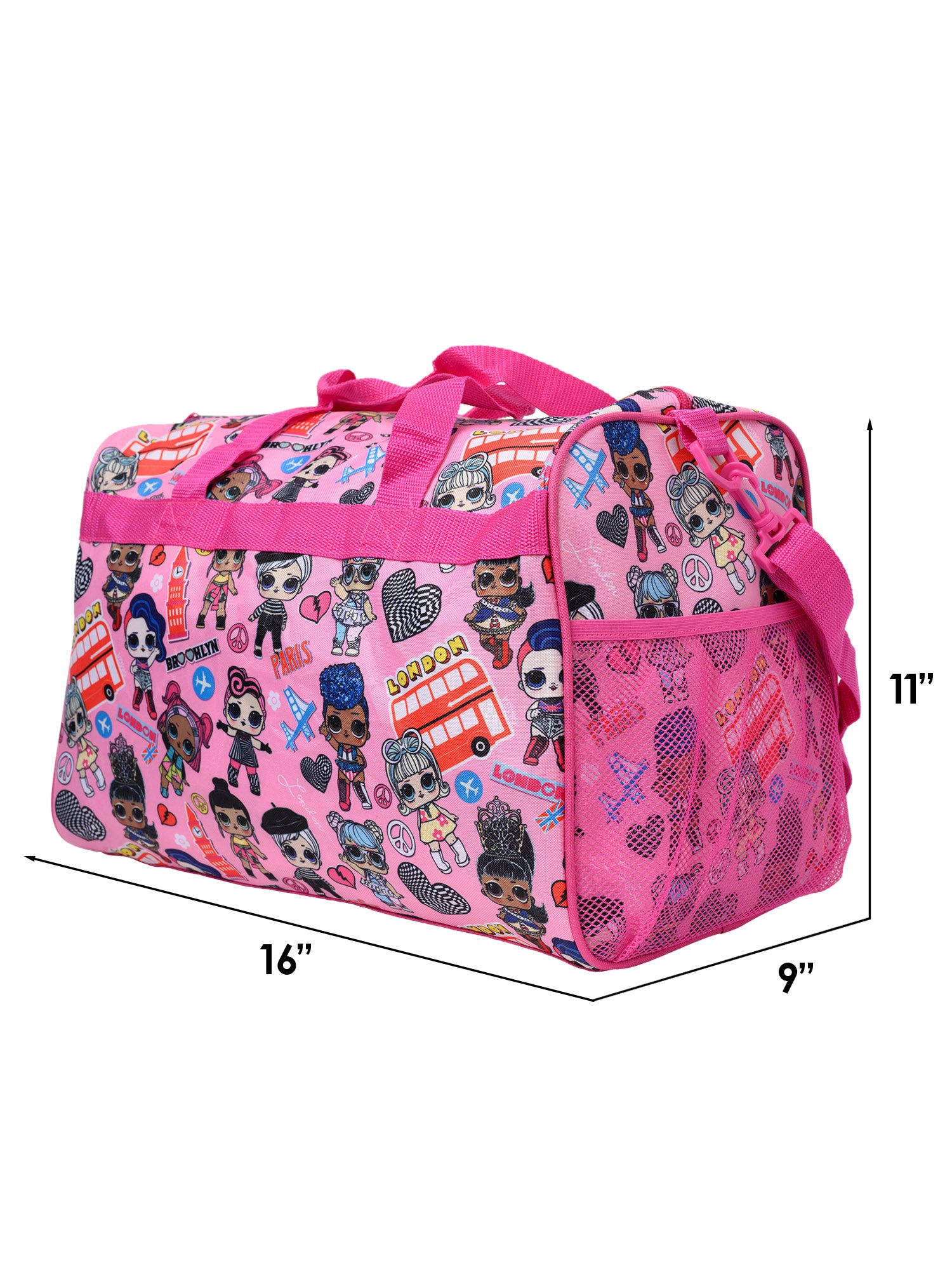 LOL Duffel Bag 16" Travel Dance Bag Carry-on GoGo Gurl VRQT Girls Surprise Pink