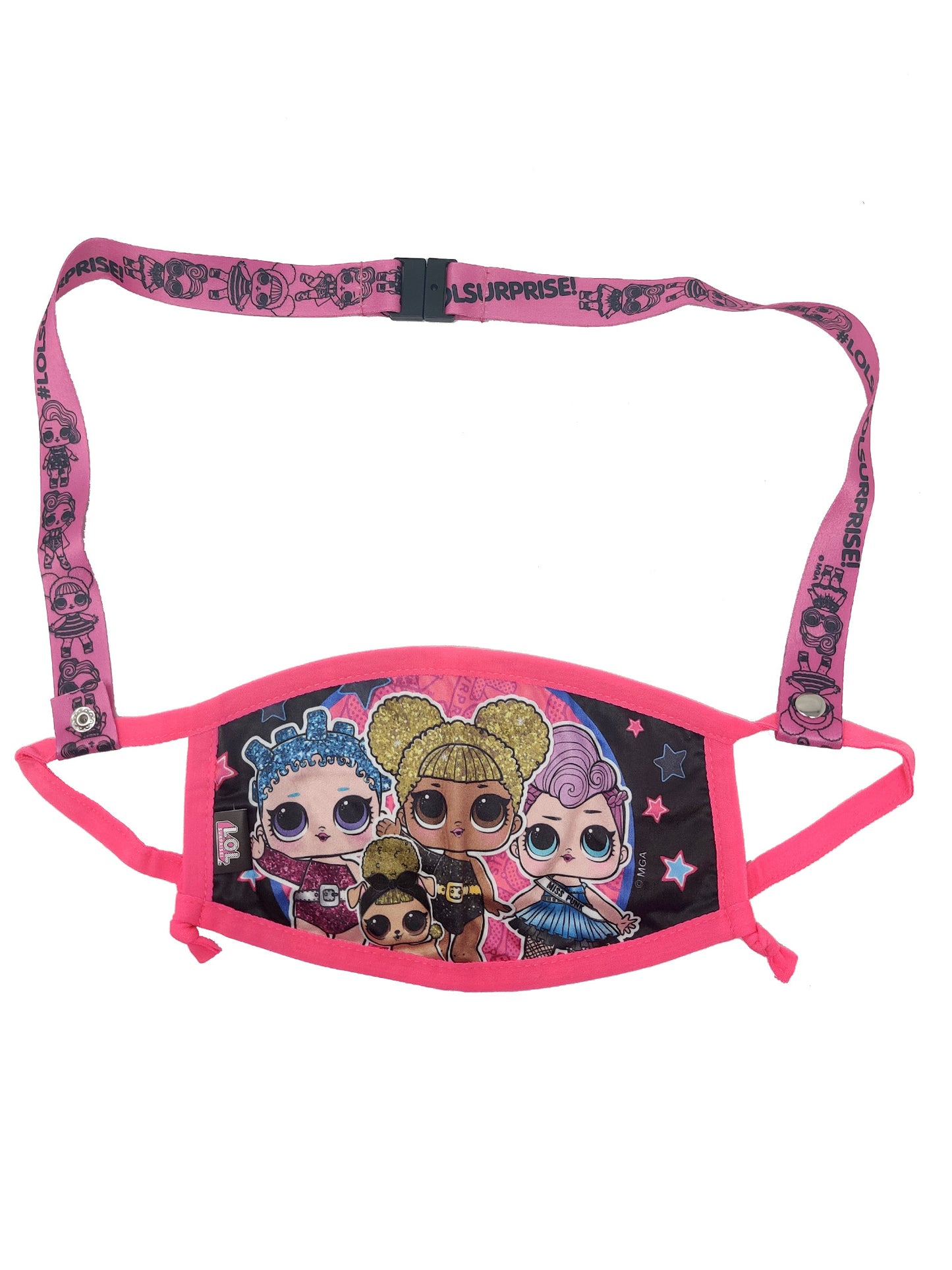 Kids Girls LOL Surprise Reusable Face Mask Pink w/ Removable Strap Queen Bee