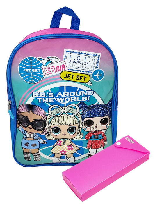 LOL Surprise Backpack 15" w/ Pencil Case Jet Set Kawaii Queen Q.T. Girls