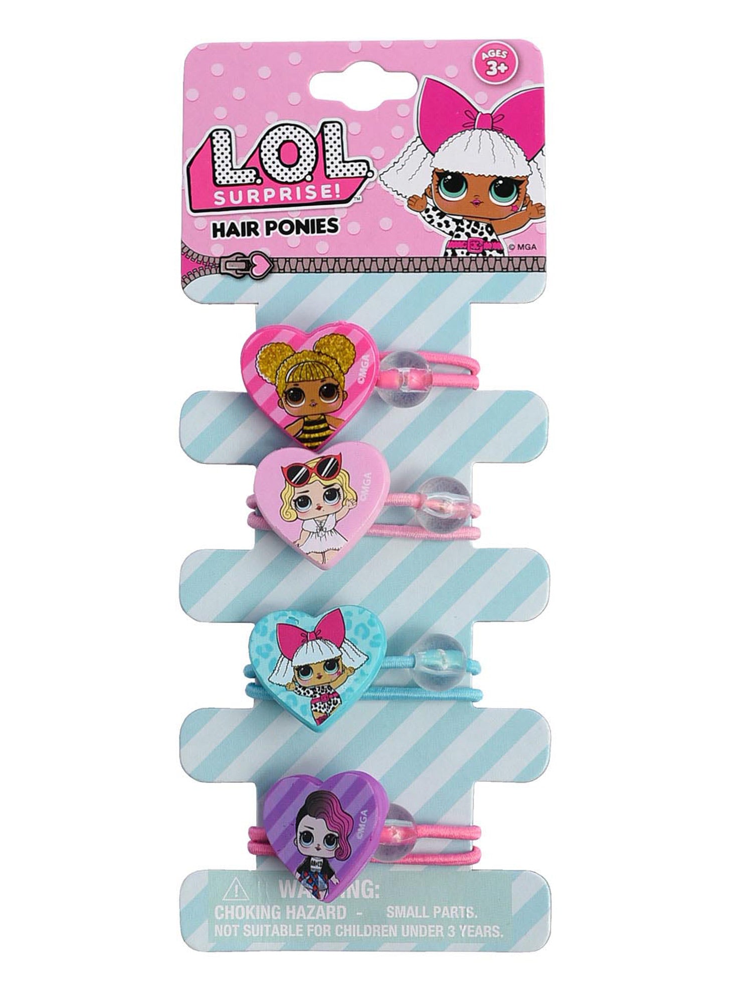 LOL Backpack 15" Surprise Purple Boogie Babe w/ Girls Elastic Hair Ponies Set