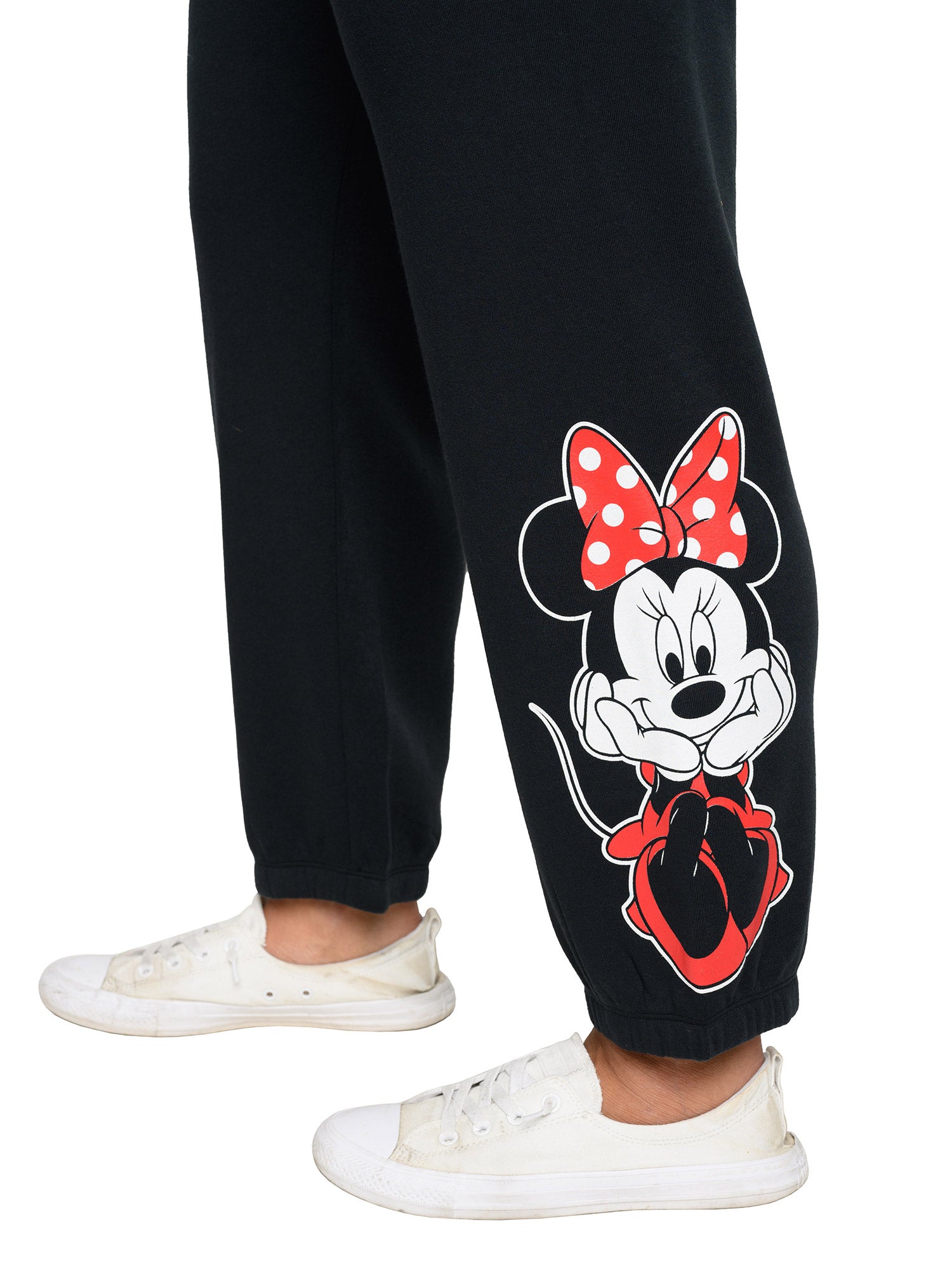 Women's Plus Size Disney Minnie Mouse Jogger Pants Pockets Fleece Black