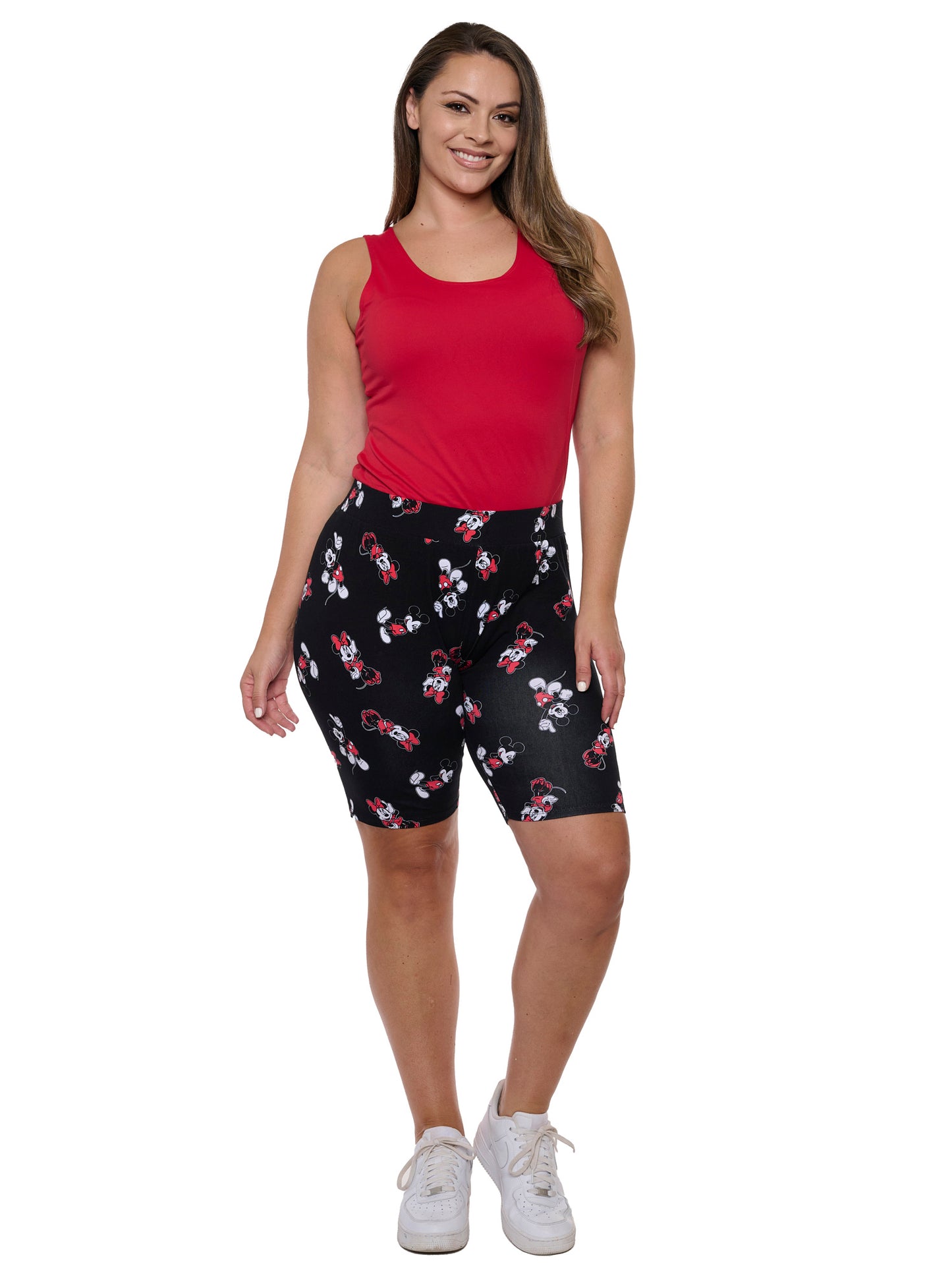 Women's Plus Size Disney Mickey Mouse Bike Shorts All-Over Print Black