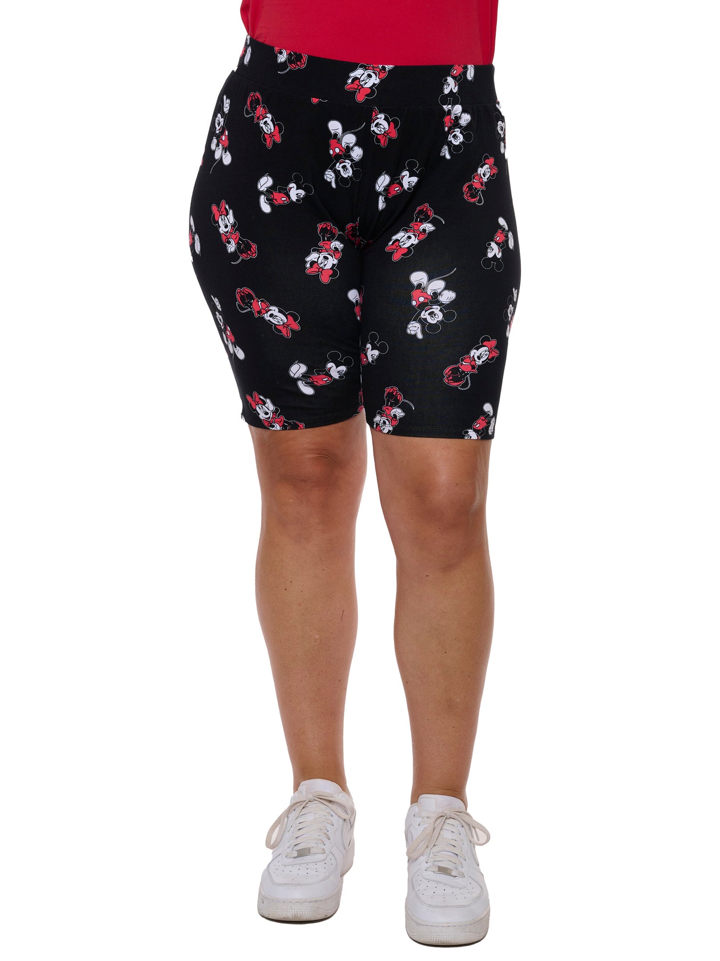 Women's Plus Size Disney Mickey Mouse Bike Shorts All-Over Print Black