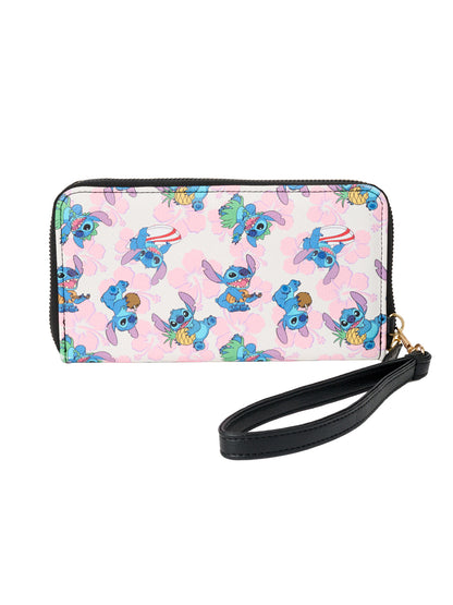 Disney Stitch Women's Wallet Zip Around Wristlet All-Over Character Print