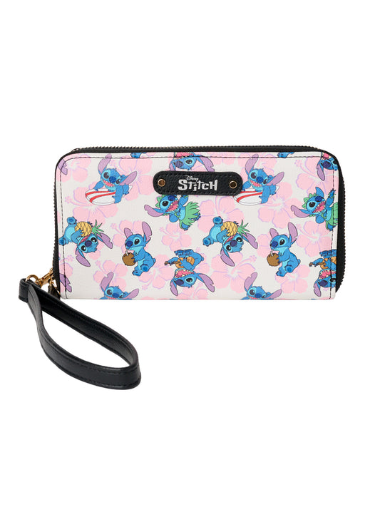 Disney Stitch Women's Wallet Zip Around Wristlet All-Over Character Print