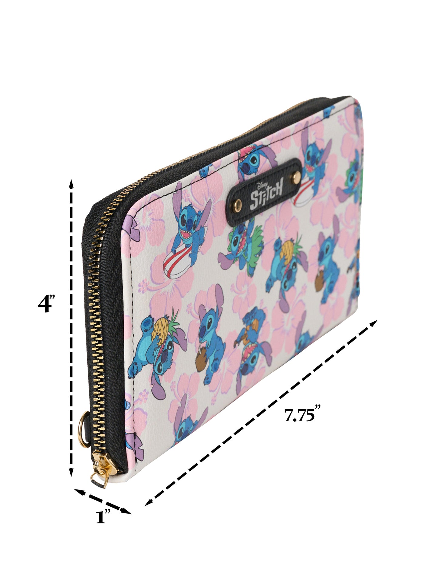 Disney Stitch Women's Wallet Zip Around Wristlet All-Over Character Print