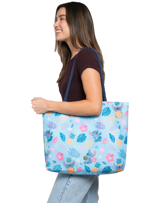 Disney Lilo and Stitch Tote Bag Beach Travel Rope Handle Hawaiian Print Women's