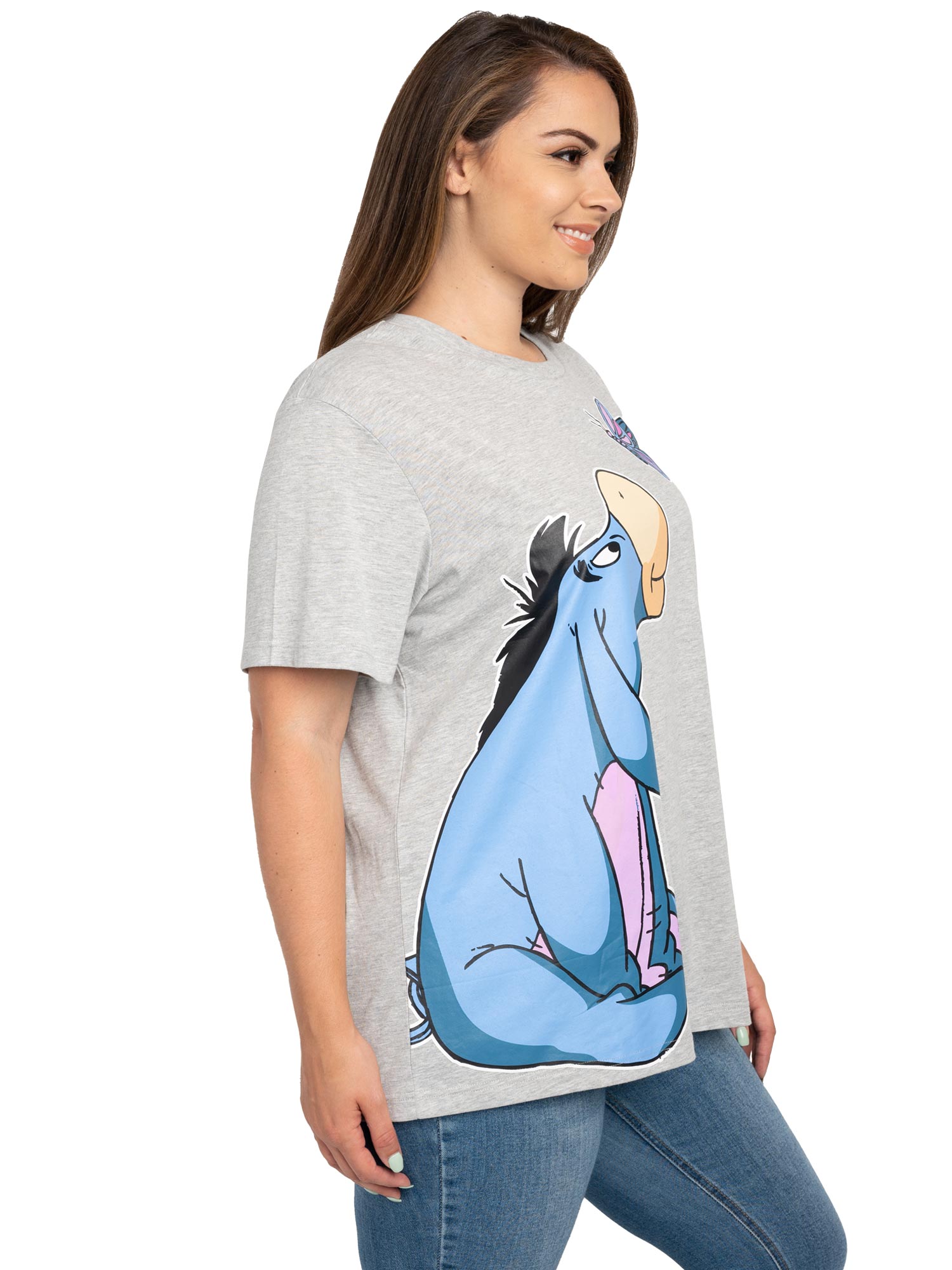 Women's Plus Size Disney Eeyore Butterfly Short Sleeve T-Shirt Heather Gray