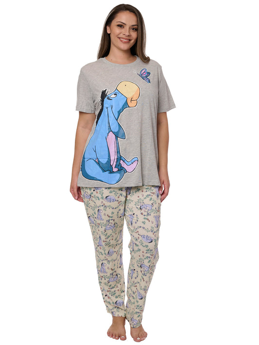 Disney Eeyore Butterfly T-Shirt & Watercolor Pajama Pants Women's Plus Size Set