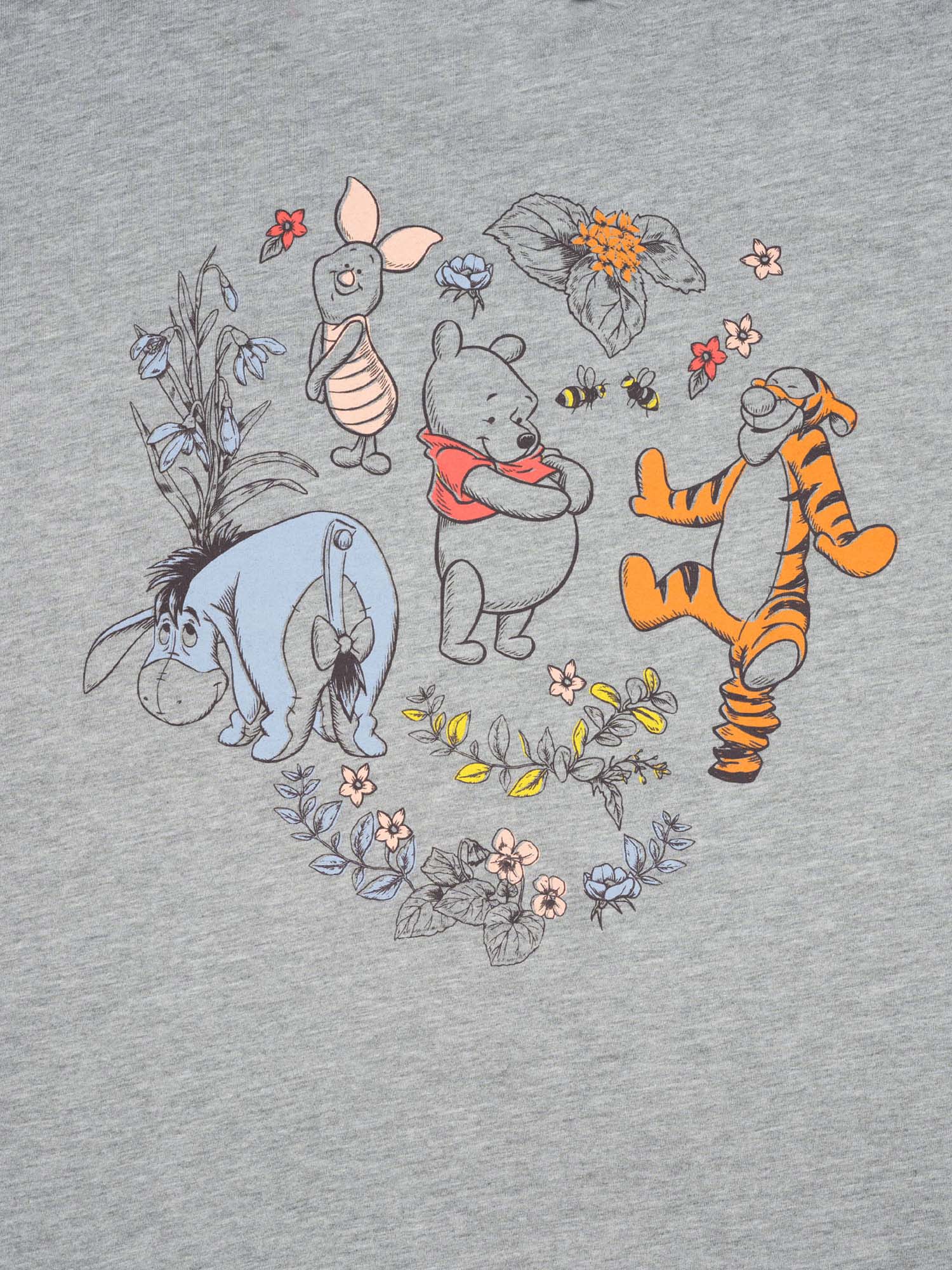 Women's Plus Size Winnie The Pooh T-Shirt Botanical Eeyore Tigger Heather Gray