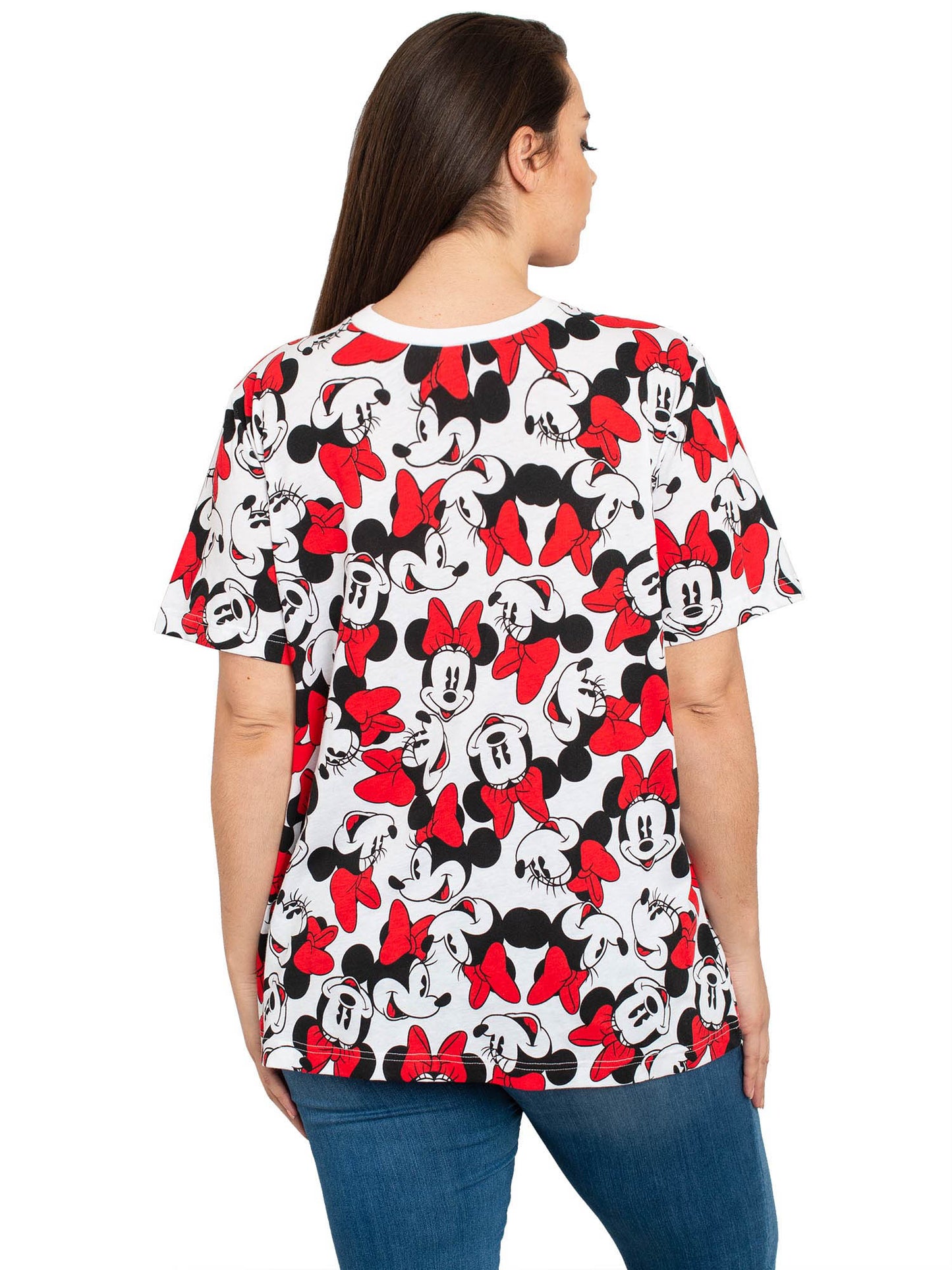 Minnie Mouse T-Shirt Faces All-Over Print Disney Women's Plus Size Red White