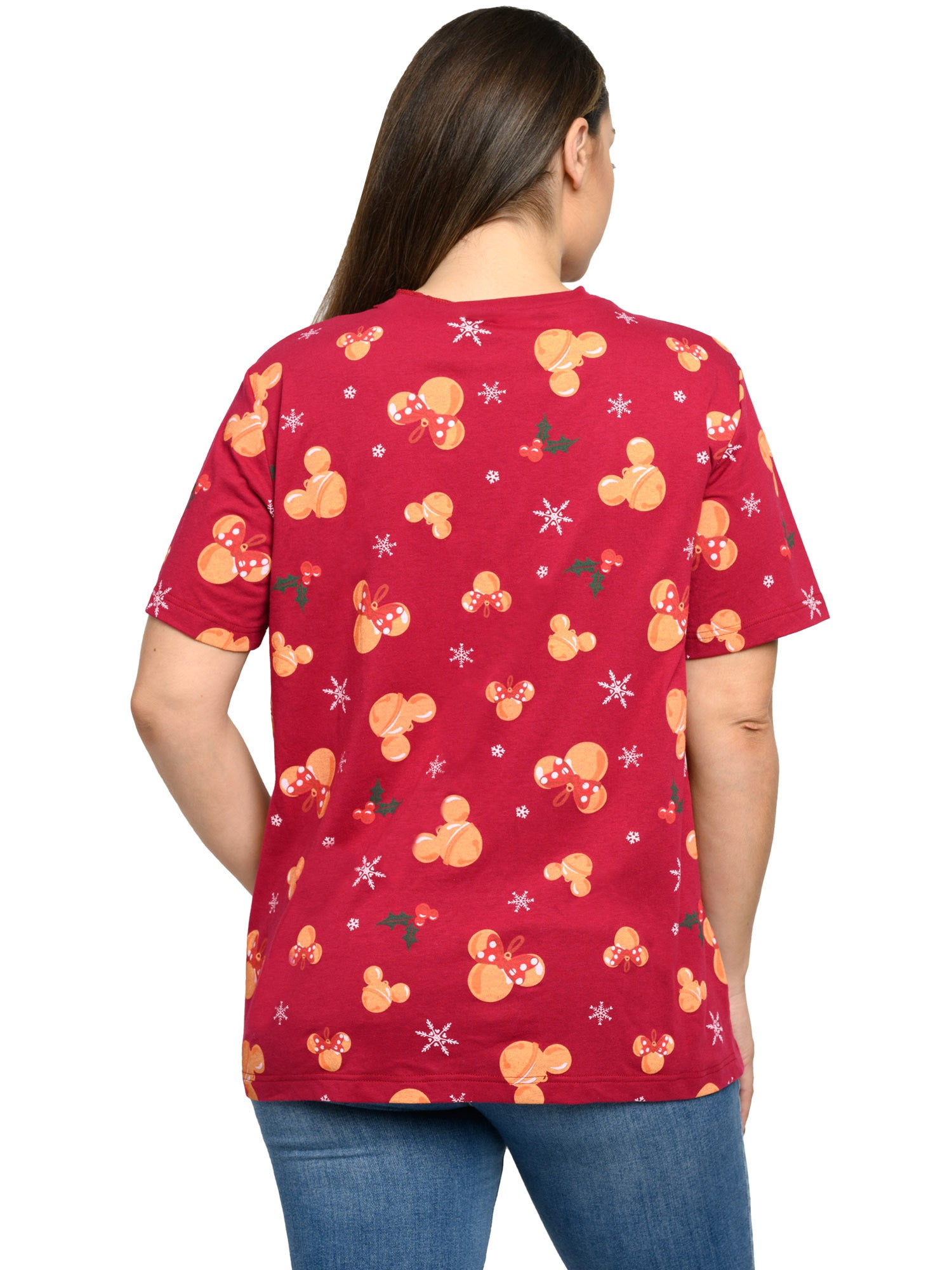 Women's Plus Size Disney Mickey Minnie Mouse Christmas T-Shirt Red (Size 5X)