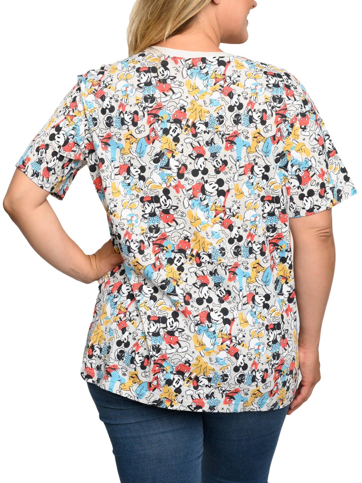 Mickey Minnie Mouse Pluto Goofy T-Shirt All-Over Print Women's Plus Size Disney