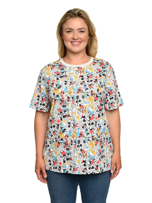 Mickey Minnie Mouse Pluto Goofy T-Shirt All-Over Print Women's Plus Size Disney