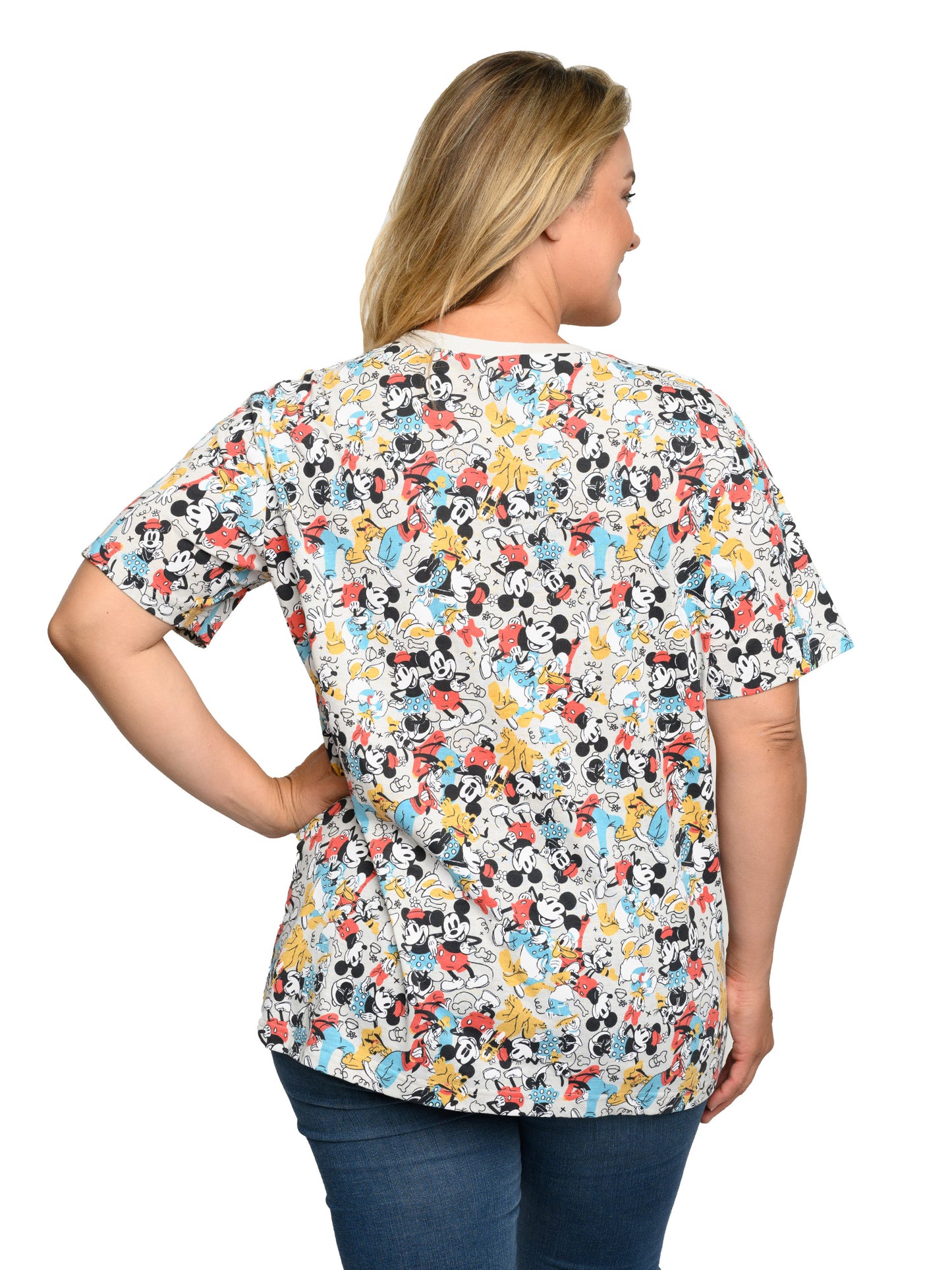 Mickey Minnie Mouse Pluto Goofy T-Shirt All-Over Print Women's Plus Size Disney