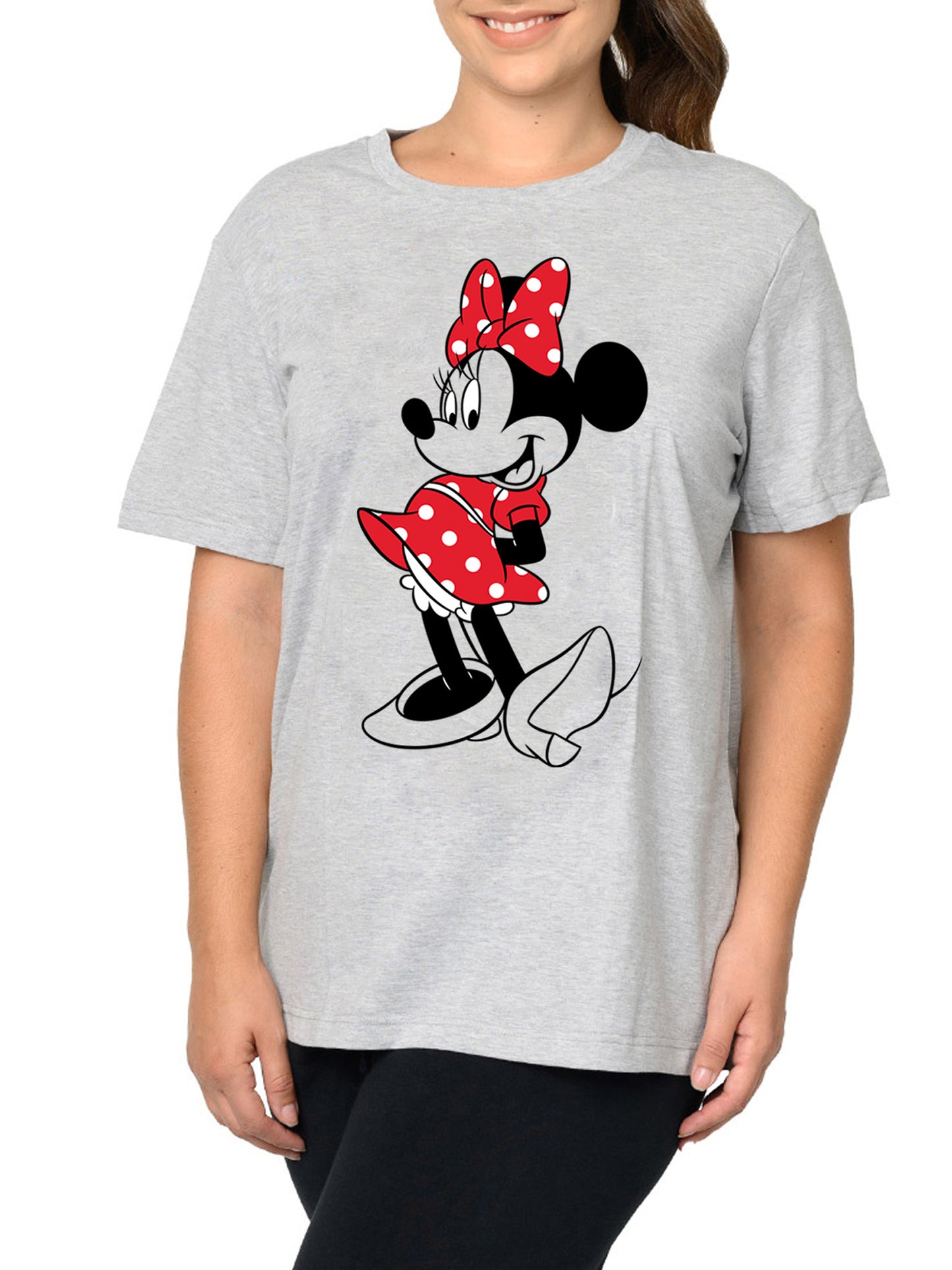 Women's Plus Size Minnie Mouse T-Shirt Disney Short Sleeve Tee Red Polka Dot