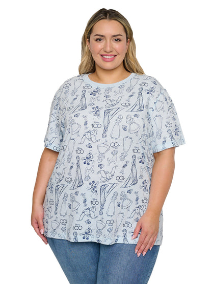 Disney T-Shirt Women's Plus Size Mickey Mouse Snow White Nemo Dumbo