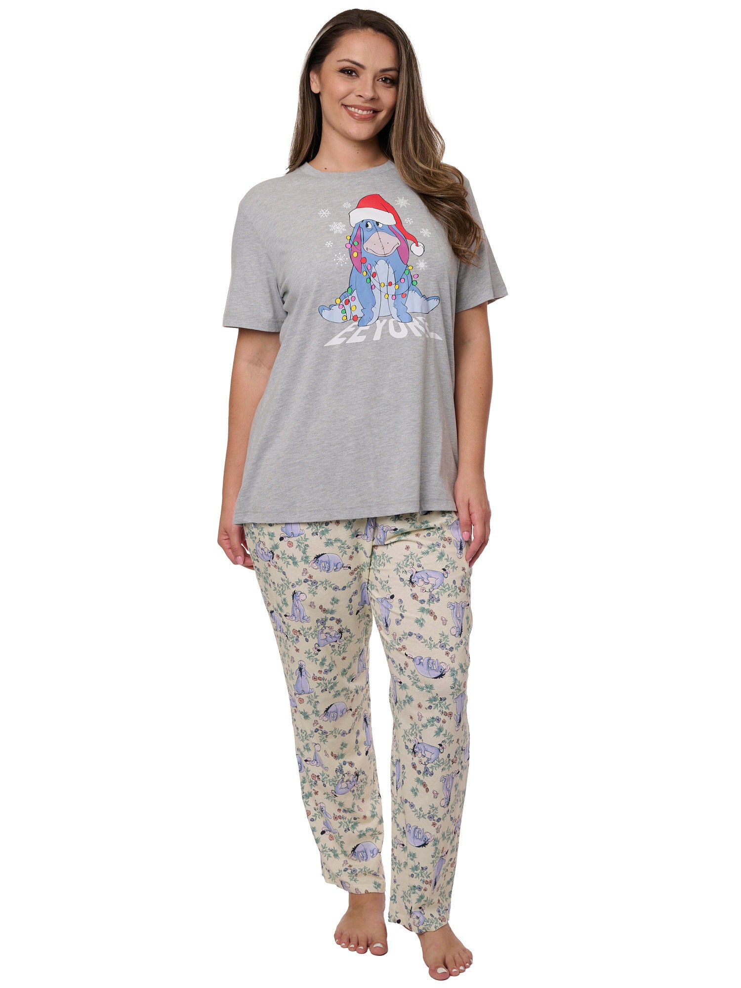 Women's Plus Disney Eeyore Christmas T-Shirt and Lounge Pants 2-Pieces Holiday