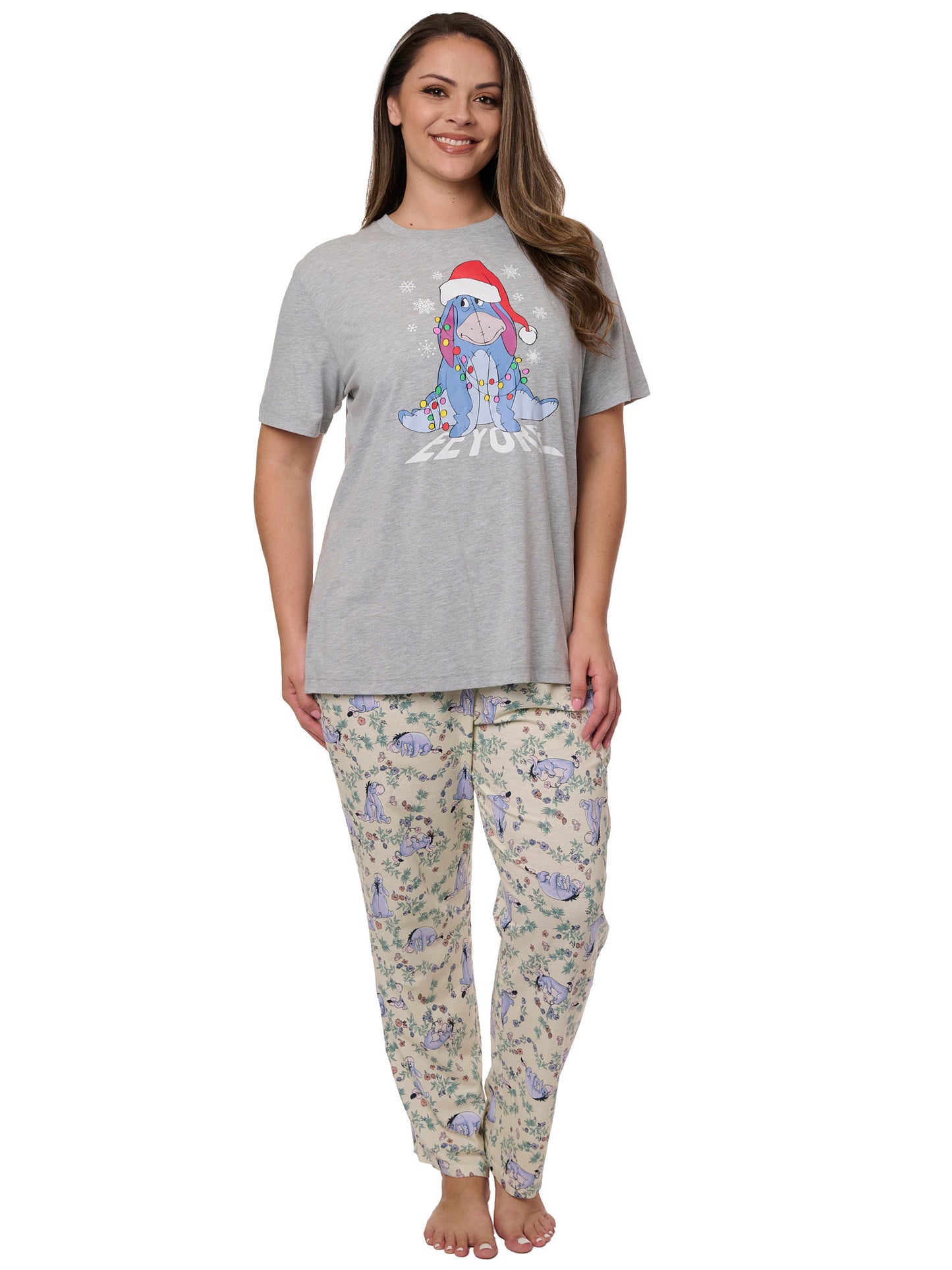 Women's Plus Disney Eeyore Christmas T-Shirt and Lounge Pants 2-Pieces Holiday