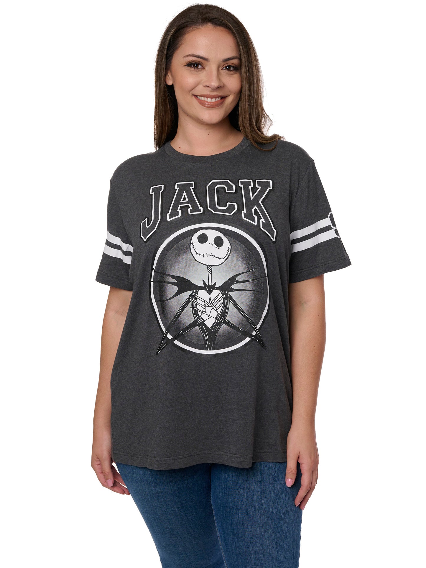 Women's Plus Size Nightmare Before Christmas Jack Skellington T-Shirt Striped