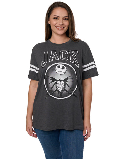 Women's Plus Size Nightmare Before Christmas Jack Skellington T-Shirt Striped