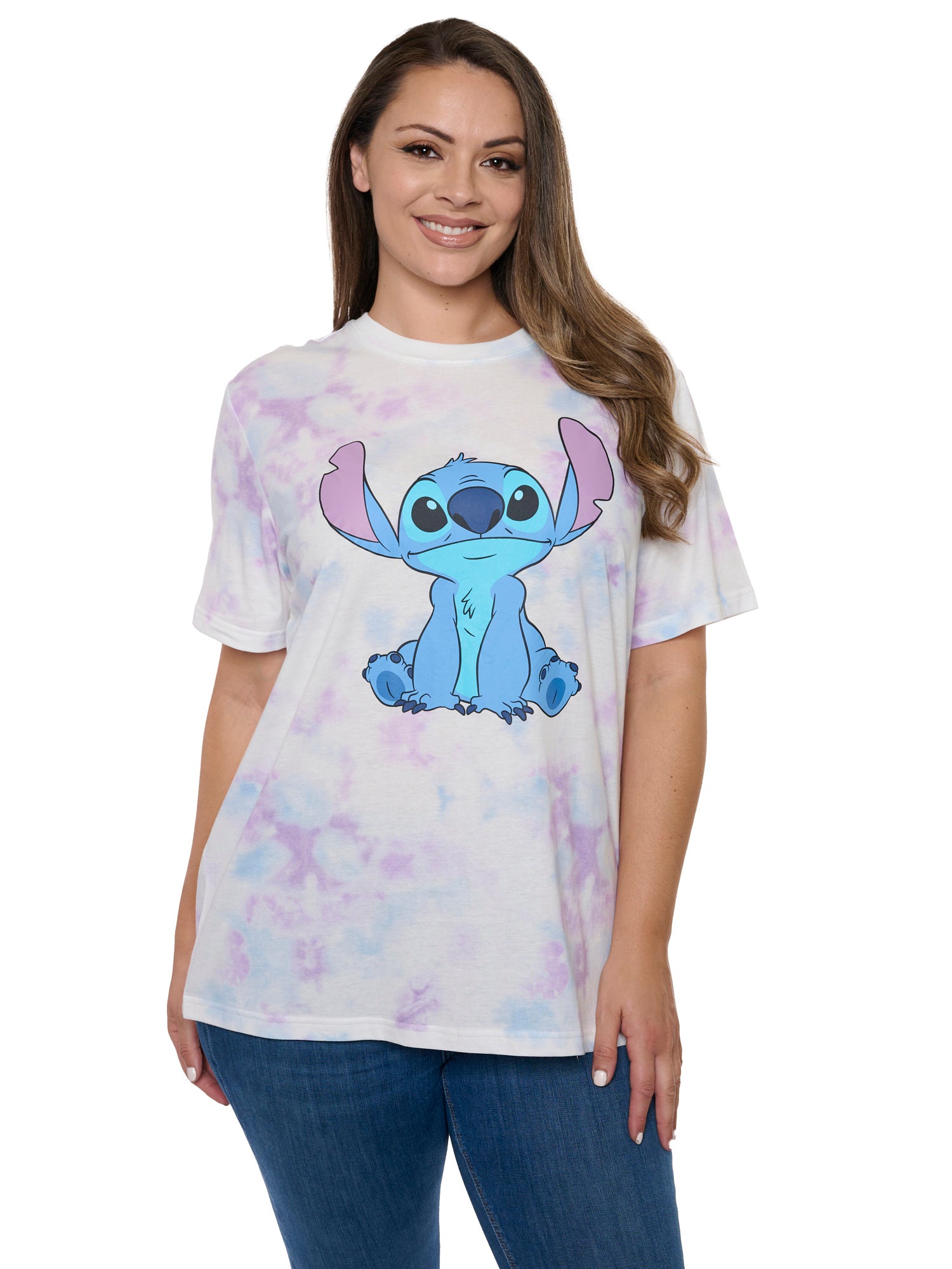 Women's Plus Size Disney Stitch T-Shirt Pastel Tie Dye Short Sleeve Tee