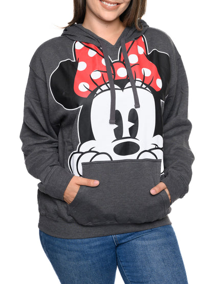 Women's Plus Size Minnie Mouse Pullover Hoodie Sweatshirt Charcoal Red Disney