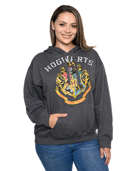 Womens Plus Size Harry Potter Hoodie Sweatshirt Hogwarts Crest Wizards