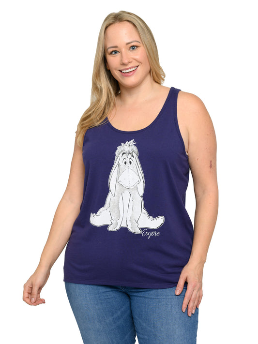 Women's Plus Size Disney Eeyore Tank Top Shirt Indigo Blue